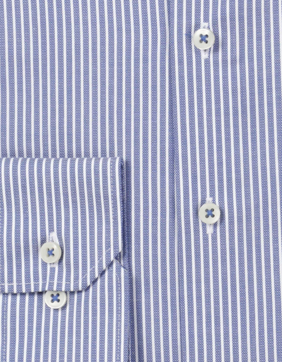 Shirt Katoen | Donkerblauw/Wit mini streep