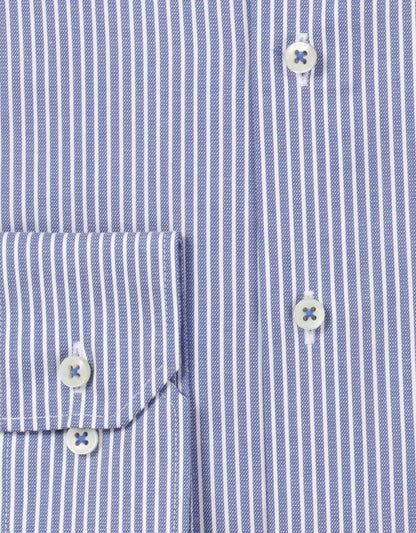 Shirt Katoen | Donkerblauw/Wit mini streep