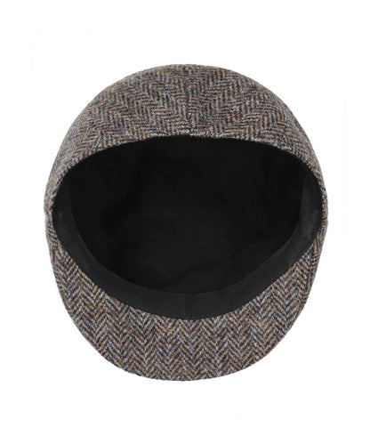 Jockey Tweed Cap | Beige Herringbone Tweed