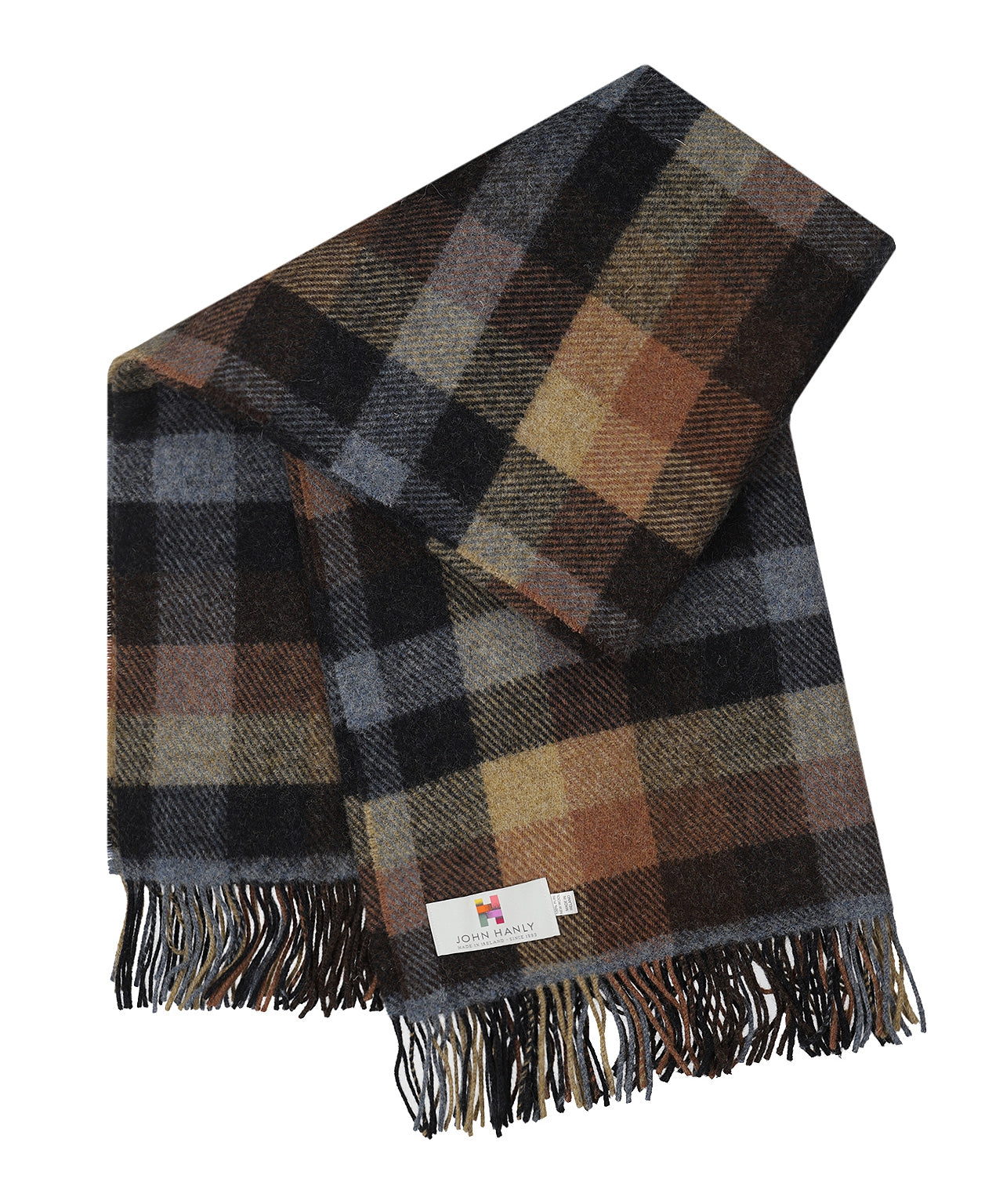 Irish Plaid of Shetland Wool | Brown CharcoalGrey Rust Box Plaid