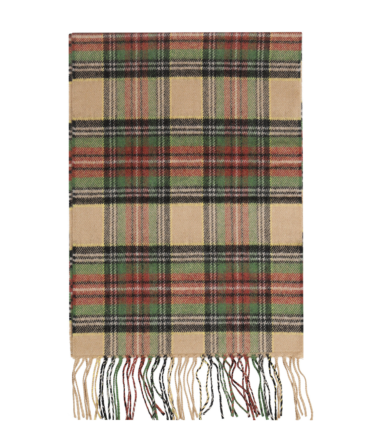 Merino Luxury Wool Scarf | Green Brown Charcaol Camel Check