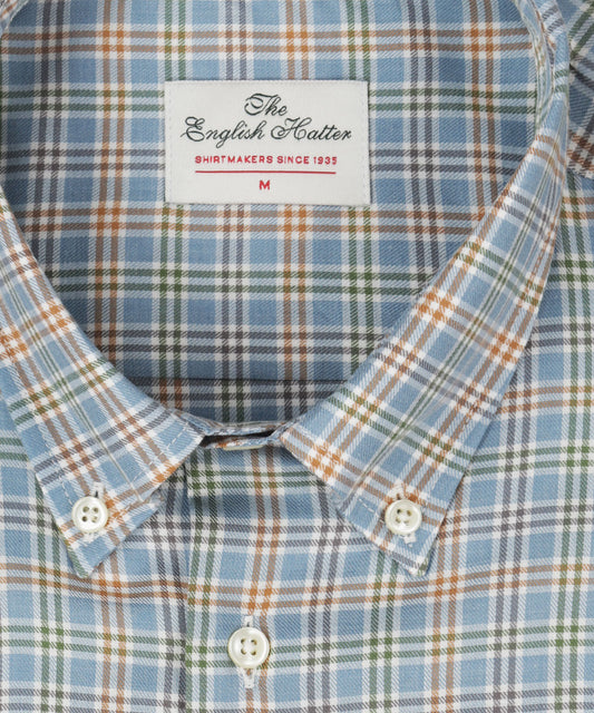 Shirt Button Down | Midden Blauw Multi Ruit