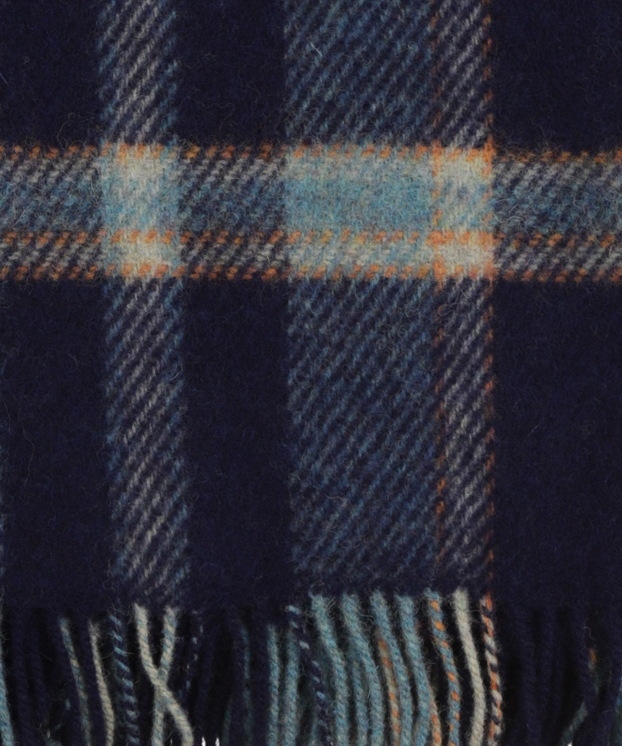 John Hanly Plaid Shetland | Dark Blue/LMid Blue/Seagreen Plaid