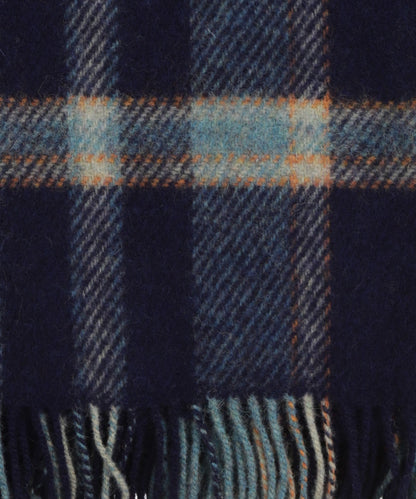 John Hanly Plaid Shetland | Dark Blue/LMid Blue/Seagreen Plaid