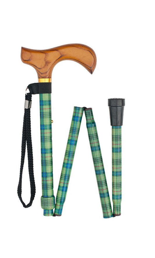 Folding Walking Stick | Groen Tartan
