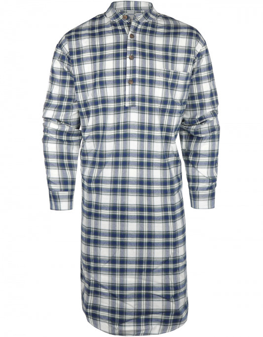 Flannel Nightshirt | Blauw/Wit grote ruit
