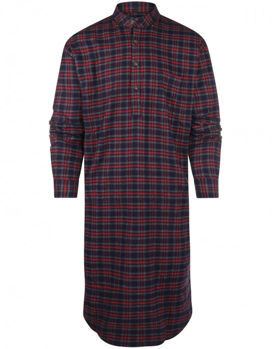 Flannel Nightshirt | Blauw/Rood kleine ruit