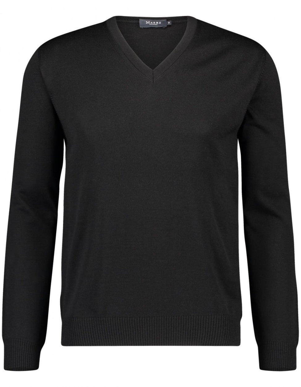 Merinowollpullover mit V-Ausschnitt | Schwarz