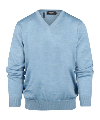 Merinowollpullover mit V-Ausschnitt | Blau
