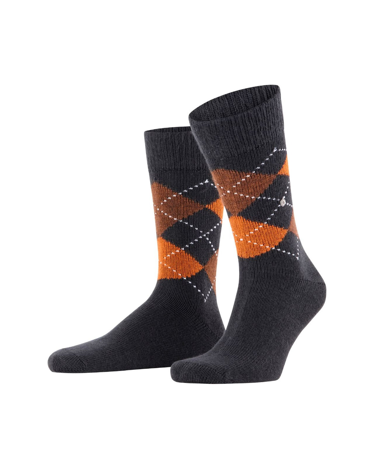 Preston Heren Sokken | Black Brown Orange Diamond Check