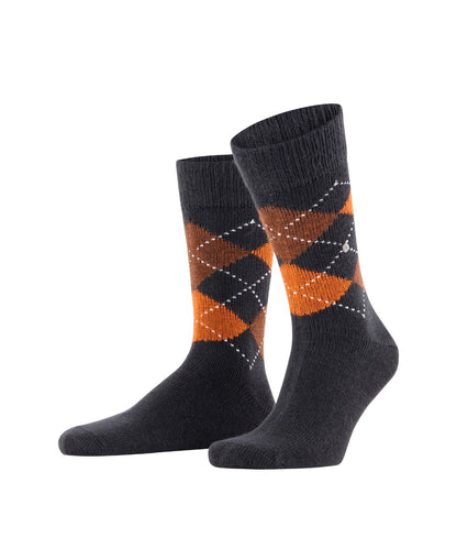 Preston Heren Sokken | Black Brown Orange Diamond Check