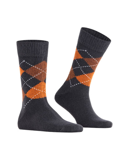 Preston Heren Sokken | Black Brown Orange Diamond Check