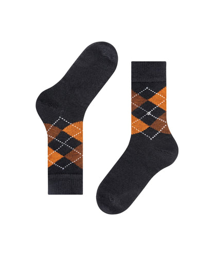 Preston Heren Sokken | Black Brown Orange Diamond Check