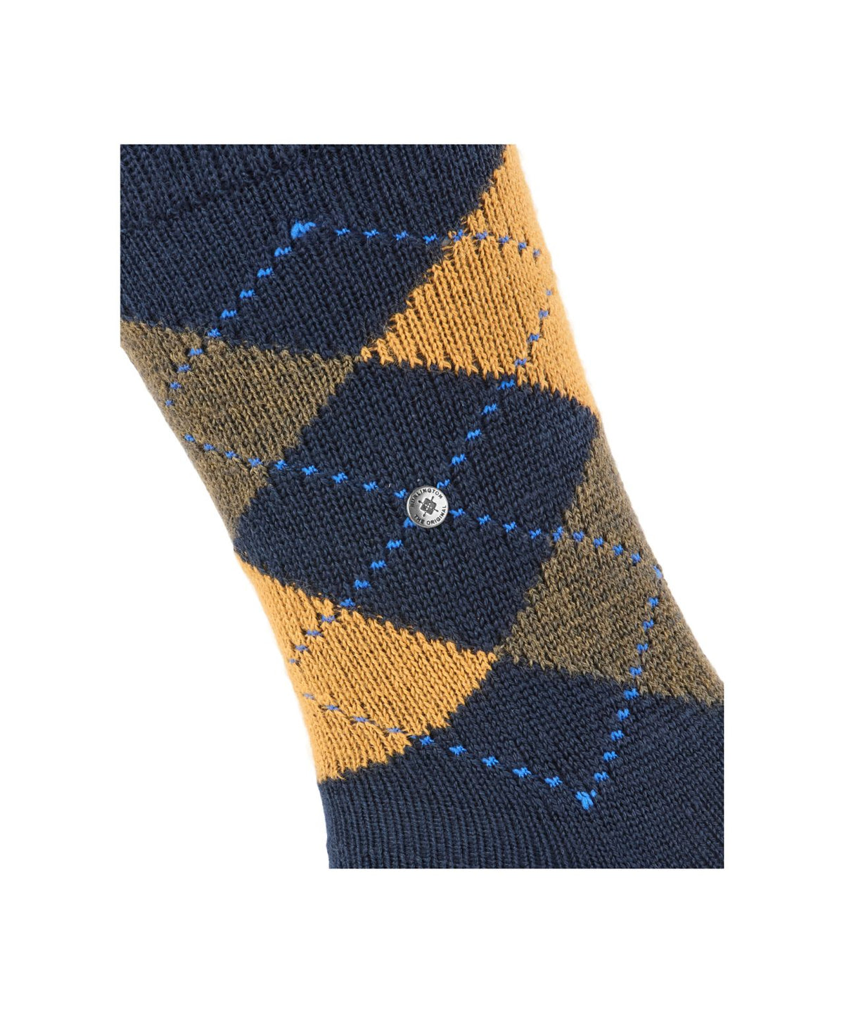 Preston Heren Sokken | Dark Navy Brown Dark Yellow Diamond Check
