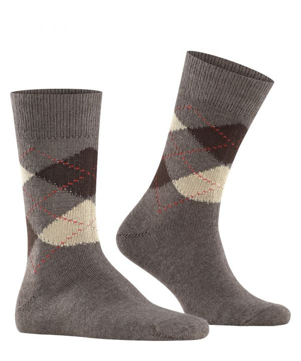 Preston Heren Sokken | Taupe/Brown diamond check
