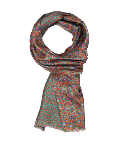Sjaal Zijde dubbel | Groen Multi Print