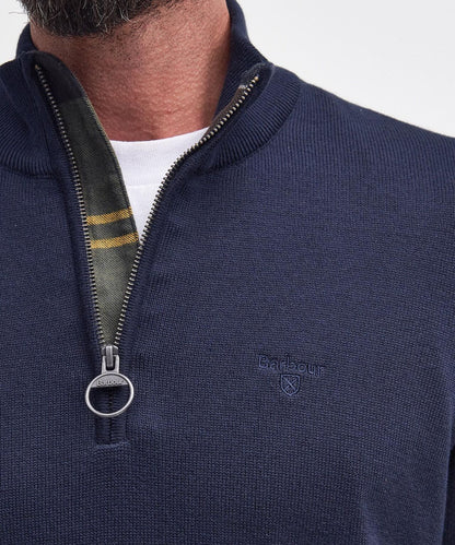 Barbour Baumwoll-Pullover mit halbem Reißverschluss | Marineblau