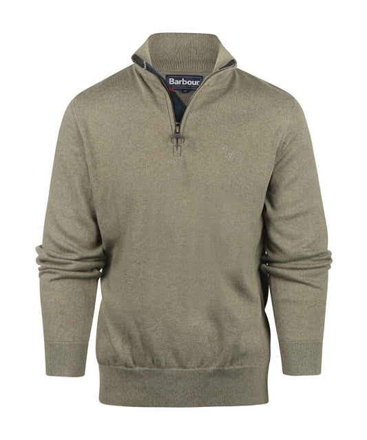 Cotton Half Zip | Smokey Olive