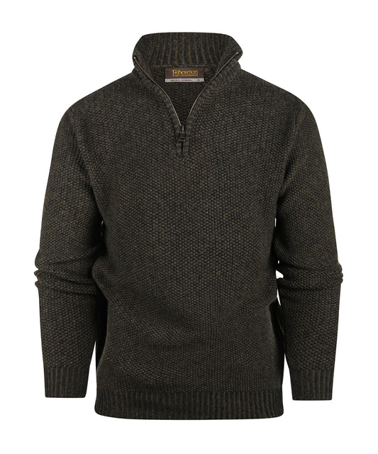Sweater with zipper | Green
