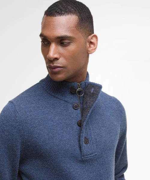 Pullover met rits en knoopsluiting | Blauw
