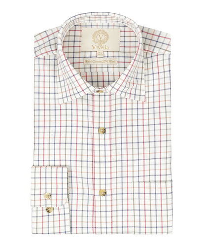 Shirt | Wit kleine ruit Rood/Groen/Blauw/Oranje