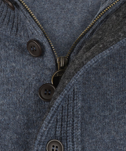 Pullover mit Reißverschluss und Knopfverschluss | Blau