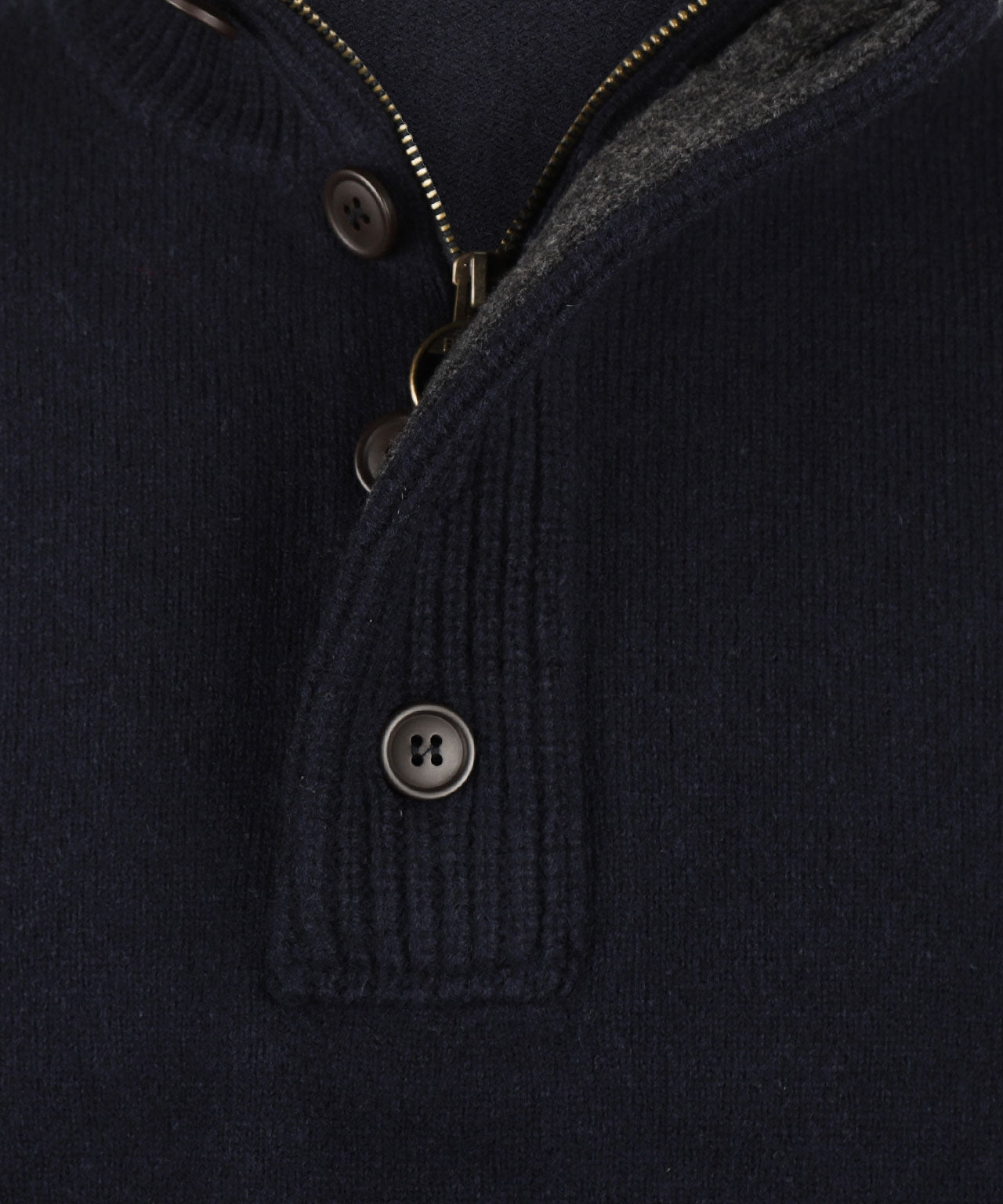 Pullover mit Reißverschluss und Knopfverschluss | Marineblau