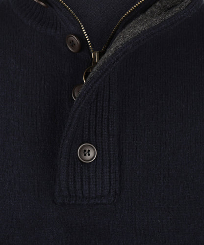 Pullover mit Reißverschluss und Knopfverschluss | Marineblau