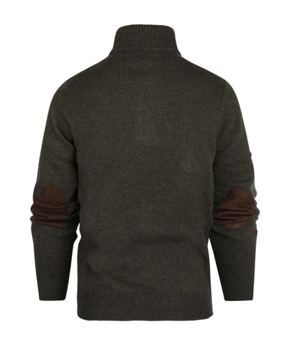 Pullover with zip and button closure | Green
