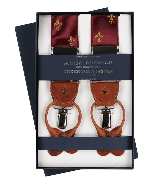 Bretels 2 in 1 | Burgundy/Gold Fleur de Lis