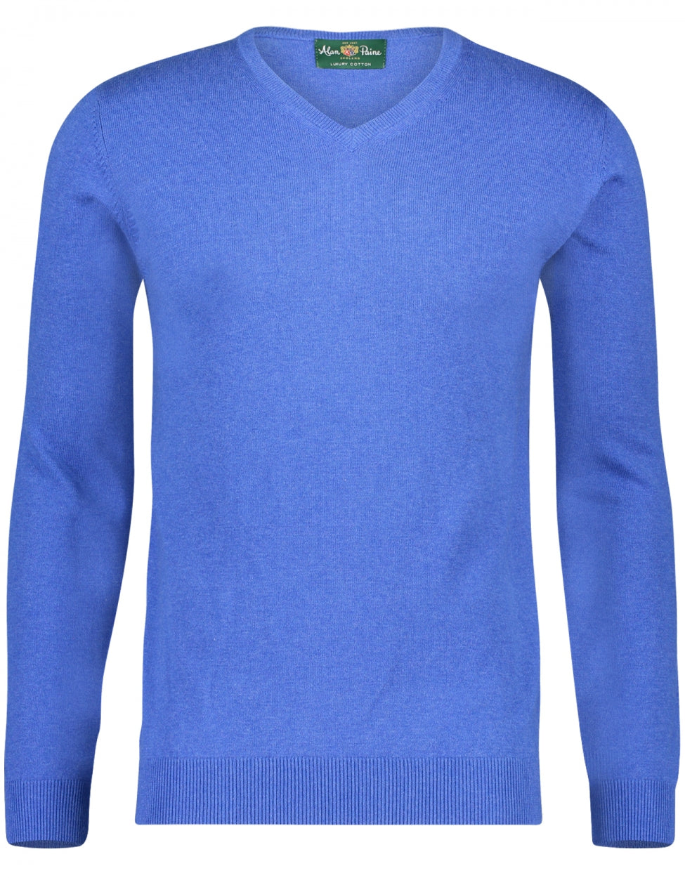 Baumwoll-/Kaschmirpullover mit V-Ausschnitt | Blau