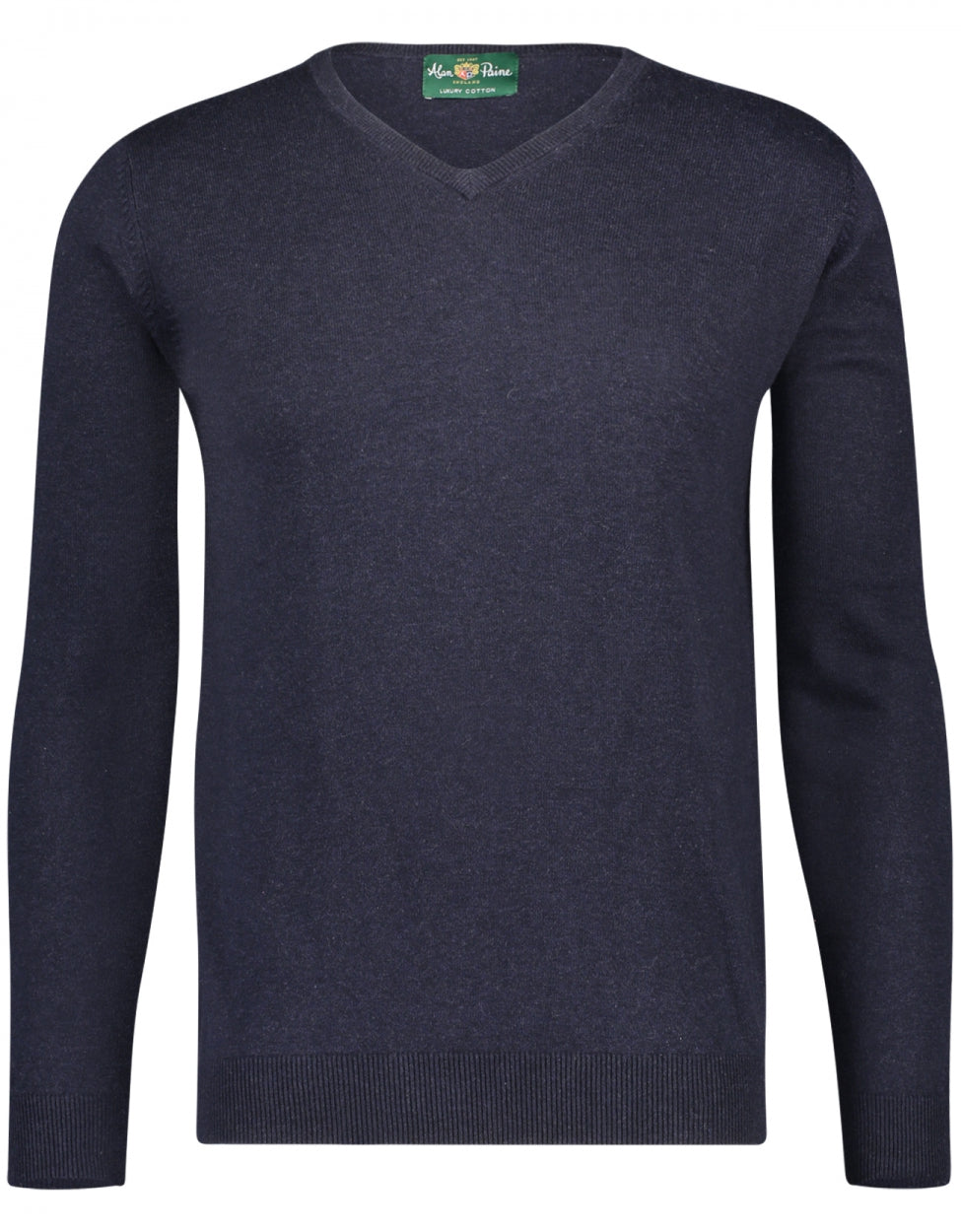 Baumwoll-/Kaschmirpullover mit V-Ausschnitt | Marineblau