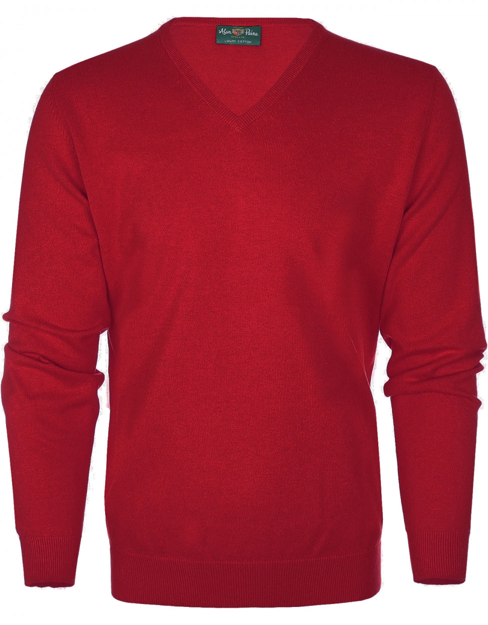 Pullover aus Baumwolle/Kaschmir mit V-Ausschnitt | Rot