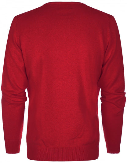 Pullover aus Baumwolle/Kaschmir mit V-Ausschnitt | Rot