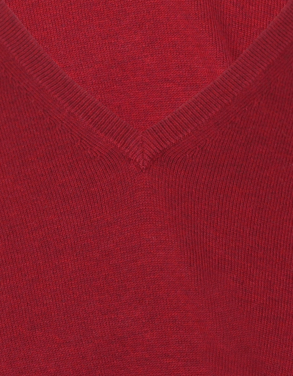 Pullover aus Baumwolle/Kaschmir mit V-Ausschnitt | Rot