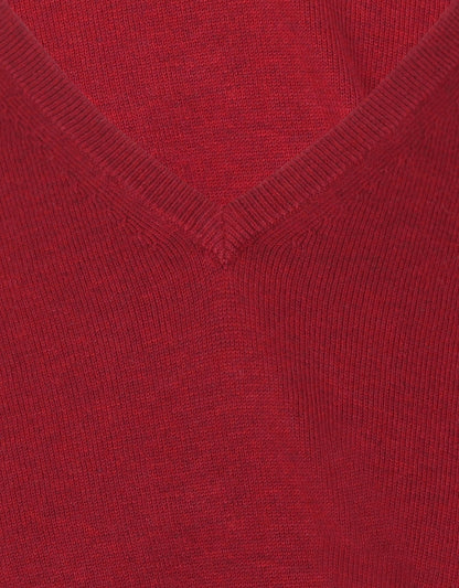 Pullover aus Baumwolle/Kaschmir mit V-Ausschnitt | Rot
