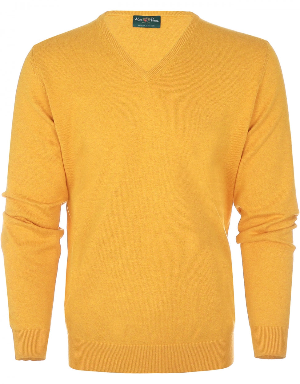 Baumwoll-/Kaschmirpullover mit V-Ausschnitt | Gelb