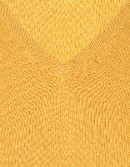 Baumwoll-/Kaschmirpullover mit V-Ausschnitt | Gelb