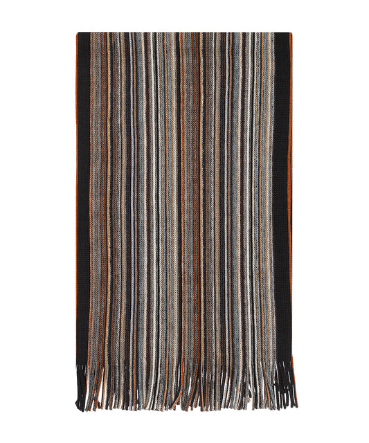 Sjaal gebreid 26X180 cm | Zwart Oranje Multi
