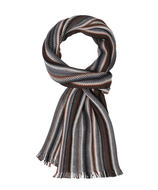 Sjaal gebreid 26X180 cm | Grijs Bordeaux Multi