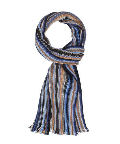 Sjaal gebreid 26X180 cm | Blauw Multi