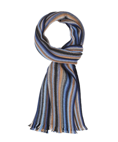 Sjaal wol gebreid 180x26 | Blauw