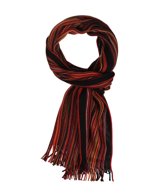 Sjaal gebreid 26X180 cm | Zwart Rood Multi