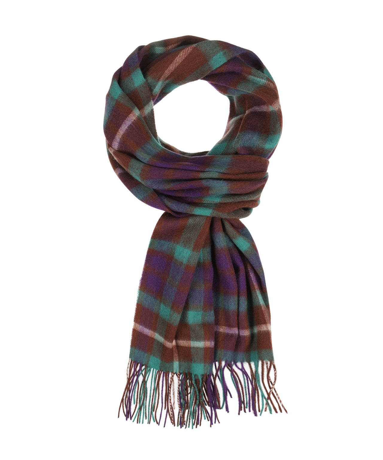 Sjaal Lamswol 48x190 | Navy&amp;amp;Aqua Check