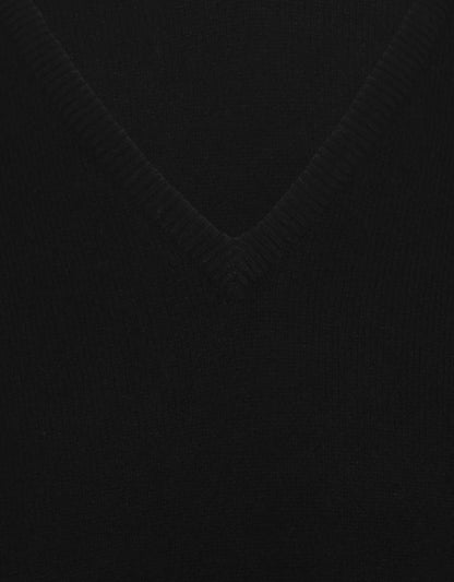 William Lockie V-Ausschnitt-Pullover aus Lammwolle | Schwarz