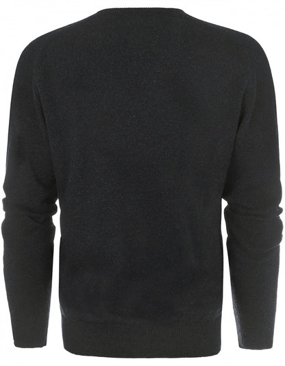 William Lockie V-Ausschnitt-Pullover aus Lammwolle | Anthrazit