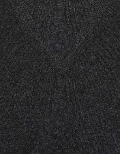 William Lockie V-Ausschnitt-Pullover aus Lammwolle | Anthrazit