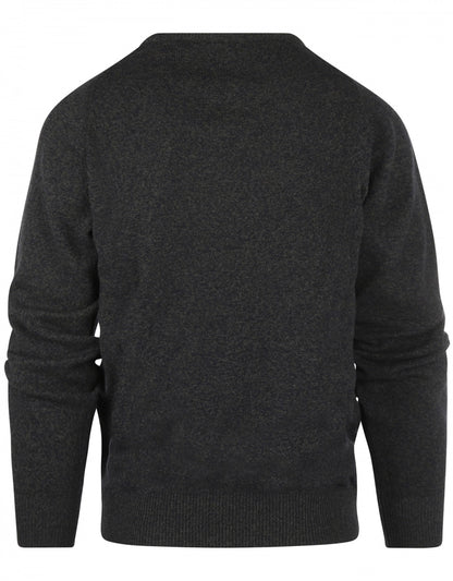 William Lockie V-Ausschnitt-Pullover aus Lammwolle | Marineblau/Seegrün