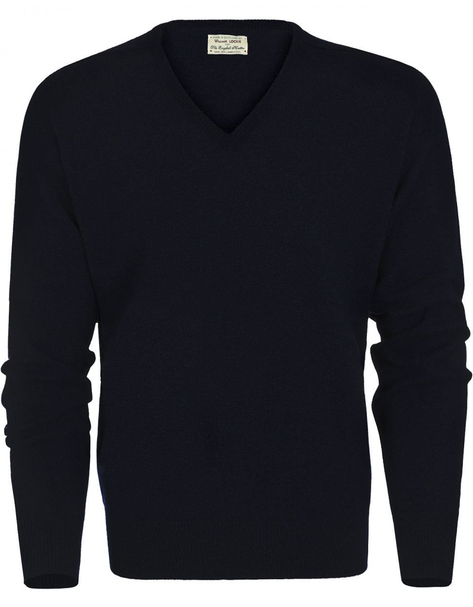 William Lockie V-Ausschnitt-Pullover aus Lammwolle | Marineblau