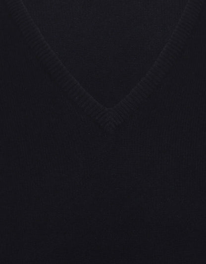 William Lockie V-Ausschnitt-Pullover aus Lammwolle | Marineblau